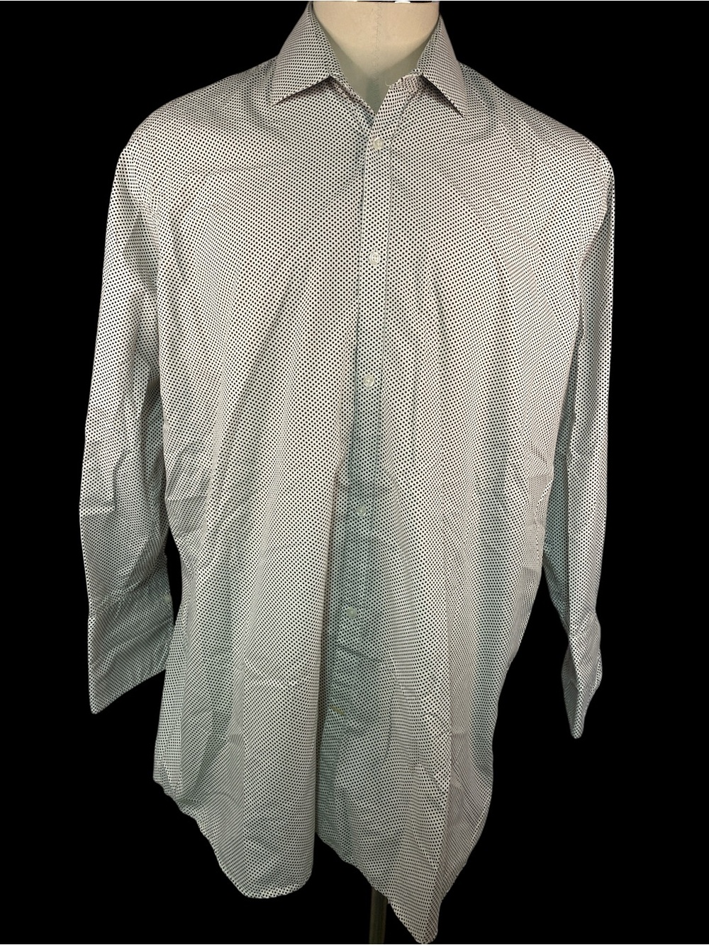 Stacy Adams White Micro-Pattern Long Sleeve Dress Shirt Men’s 18 1/2-34/35